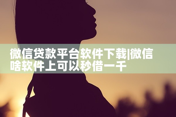 微信贷款平台软件下载